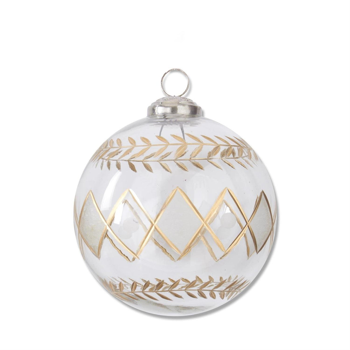 Gold Gilded Diamond Etched Clear Glass Ornament — alternate view 2