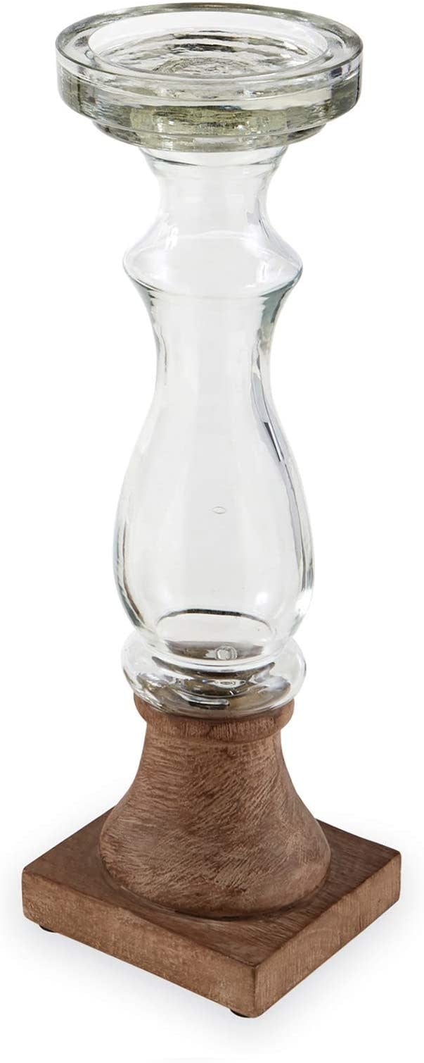 Small Glass and Wood Candlestick — alternate view 2