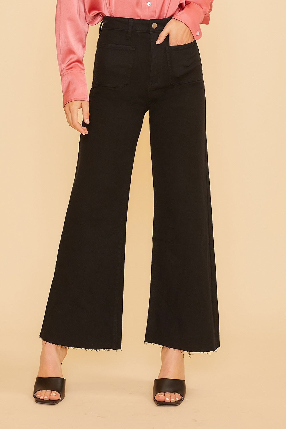Front Two Pocket Stretch Wide Leg Denim Jeans — alternate view 3
