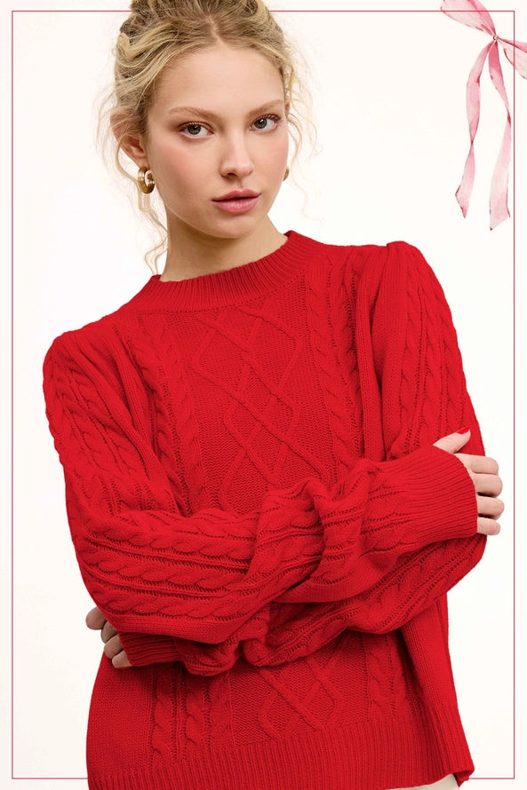 Super Soft Ribbed Crew Neck Cable Knit Sweater — alternate view 8