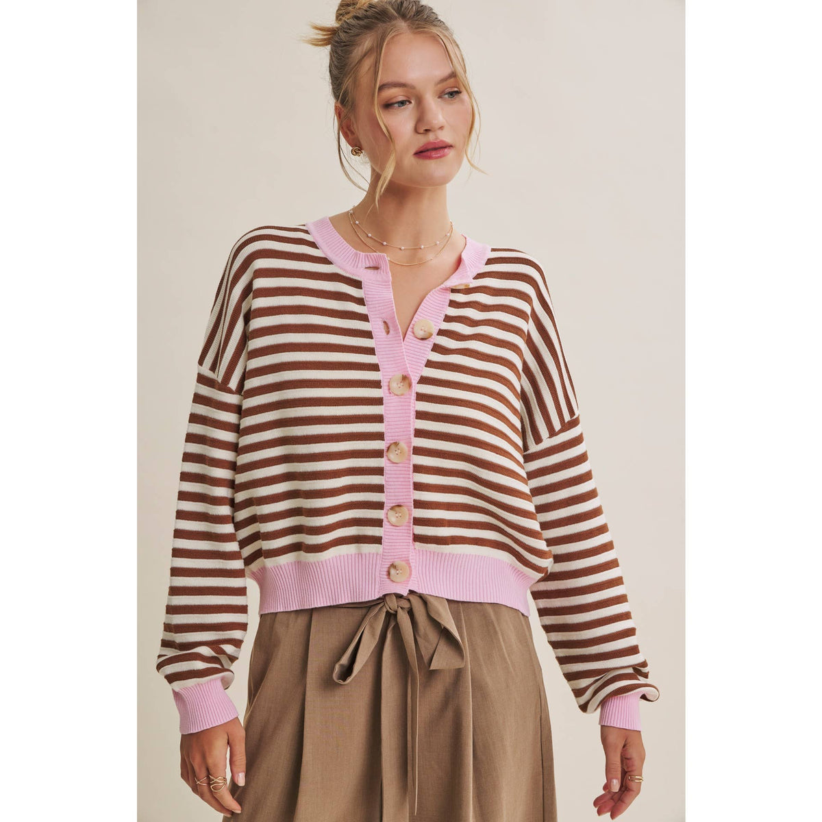 Striped Cotton Cardigan — alternate view 4