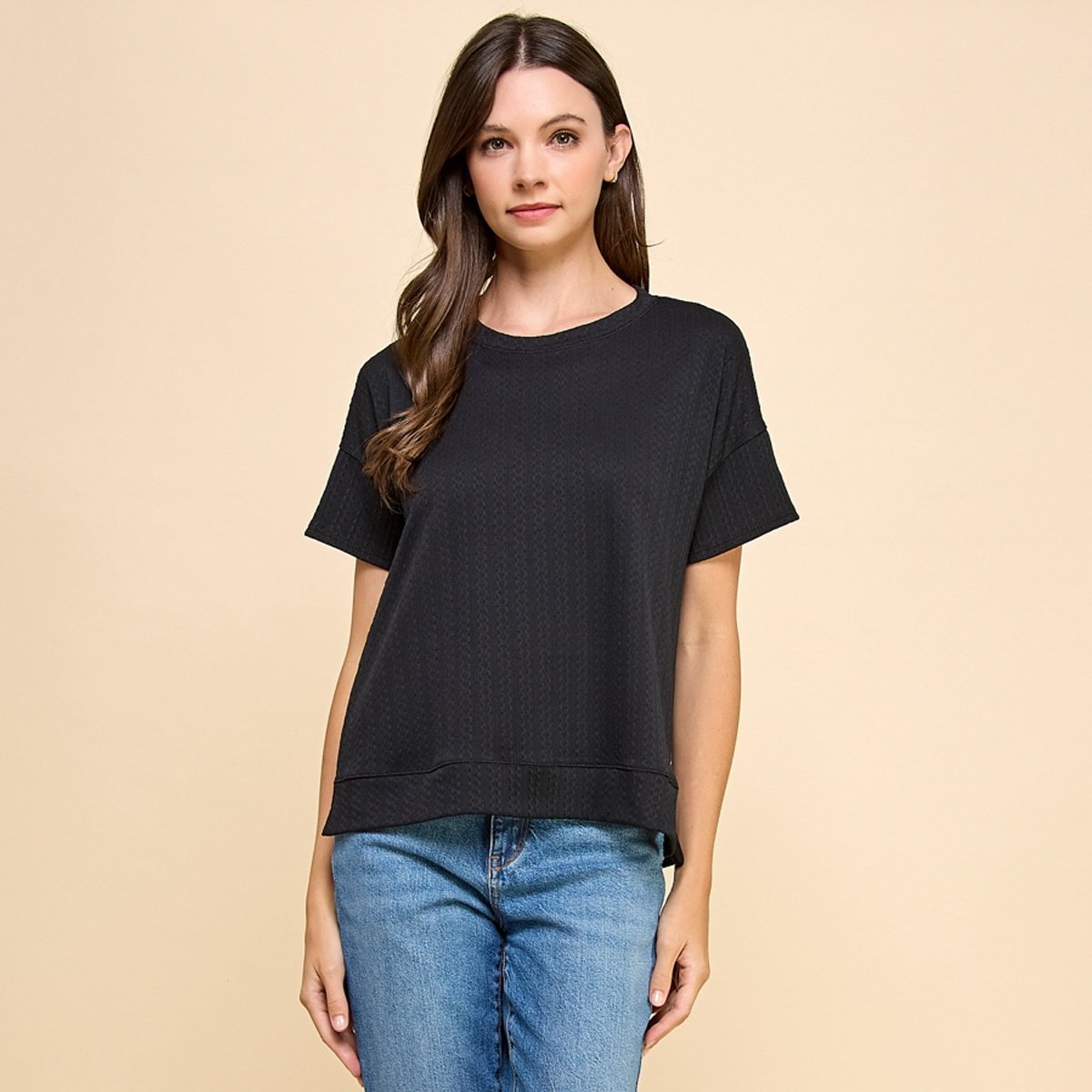 Basic Texturized Solid Top with Detailed Sleeves — alternate view 4