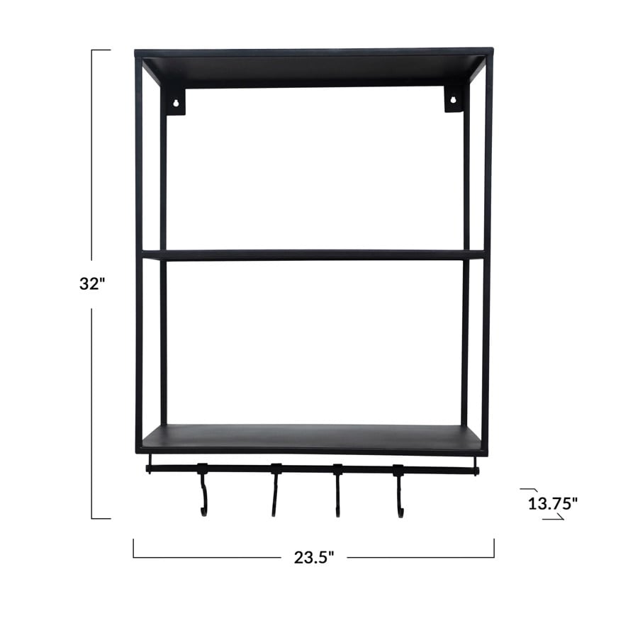Metal Wall Shelf with 4 Hooks — alternate view 4