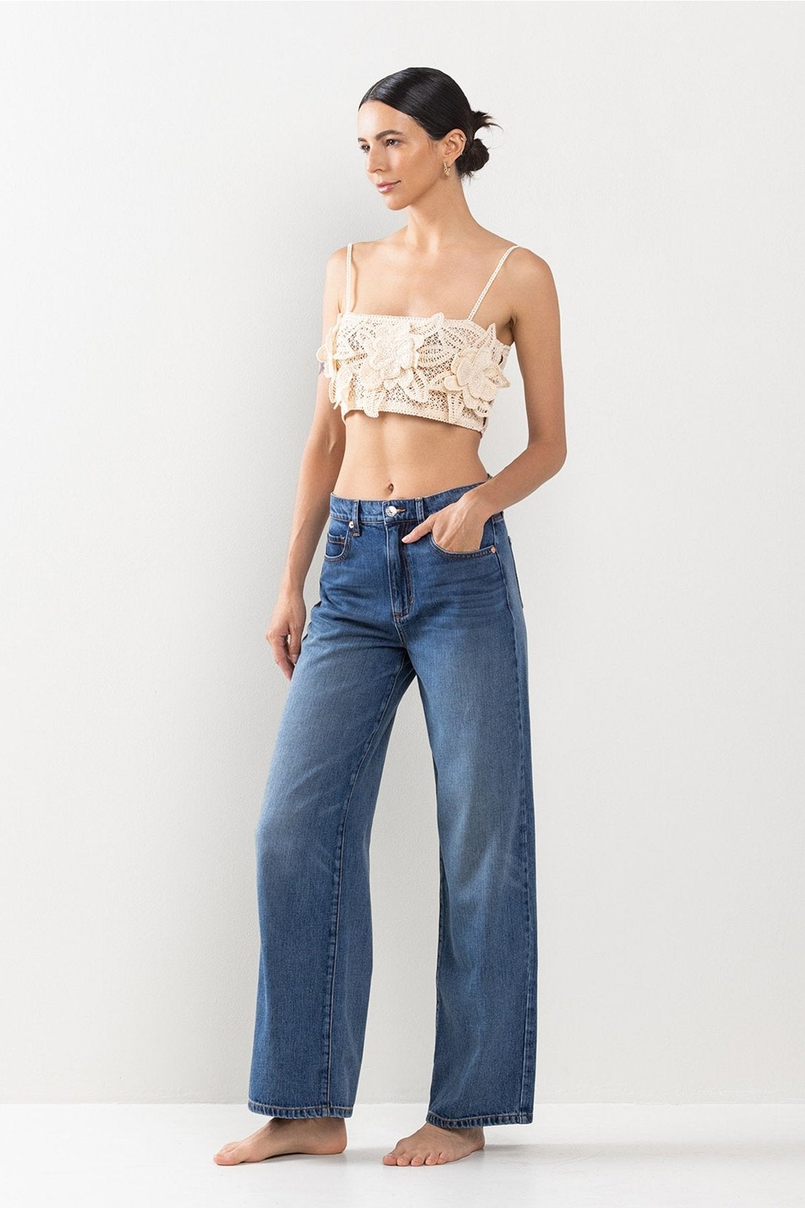 High Rise Wide Leg Jeans in Medium Wash
