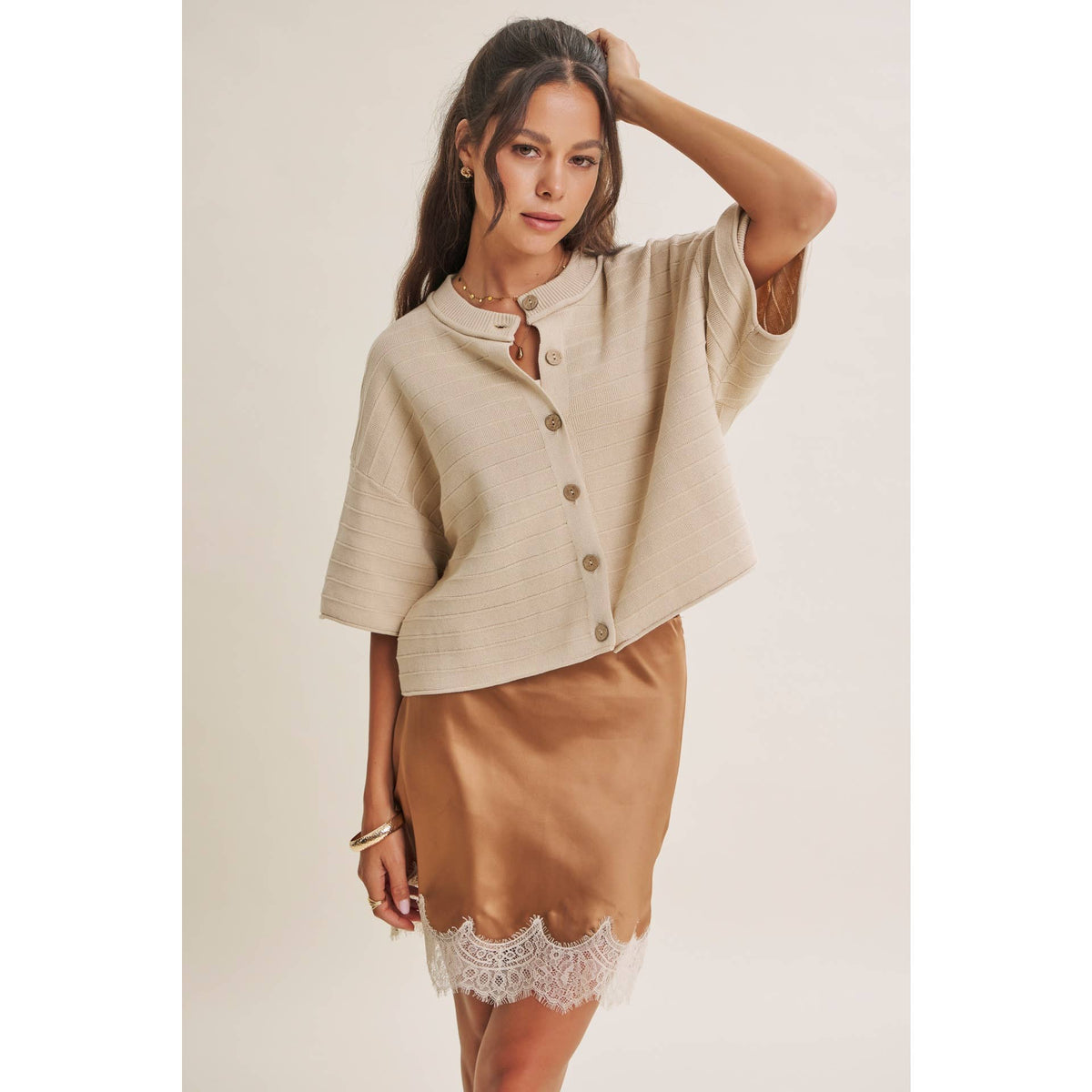 Sunlit Terrace Textured Stripe Cardigan — alternate view 3
