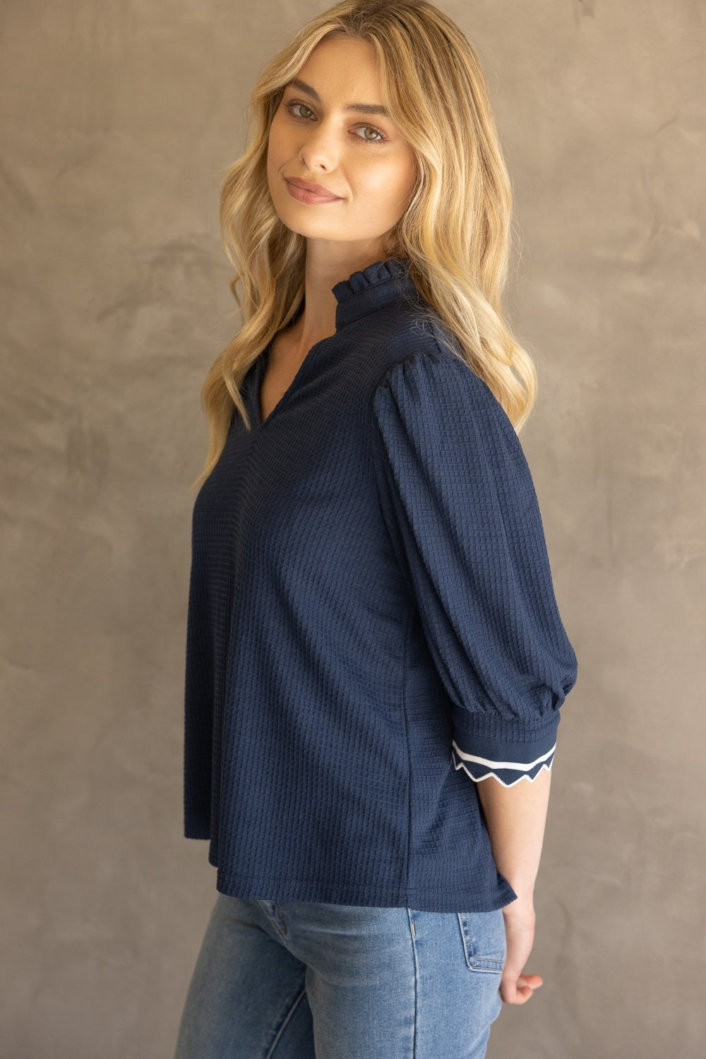 Scallop and Stripe Band Detailed Top — alternate view 4