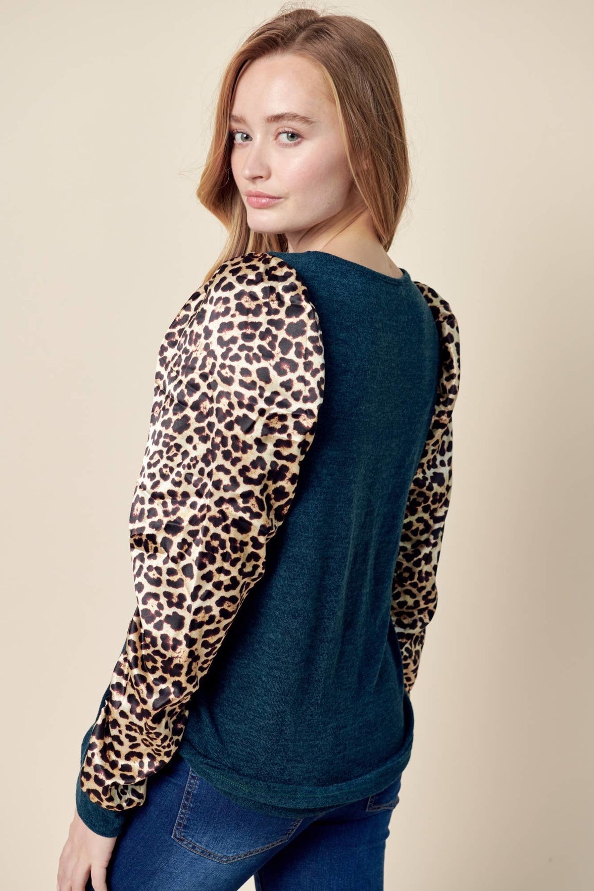 Teal Animal Print Top — alternate view 3