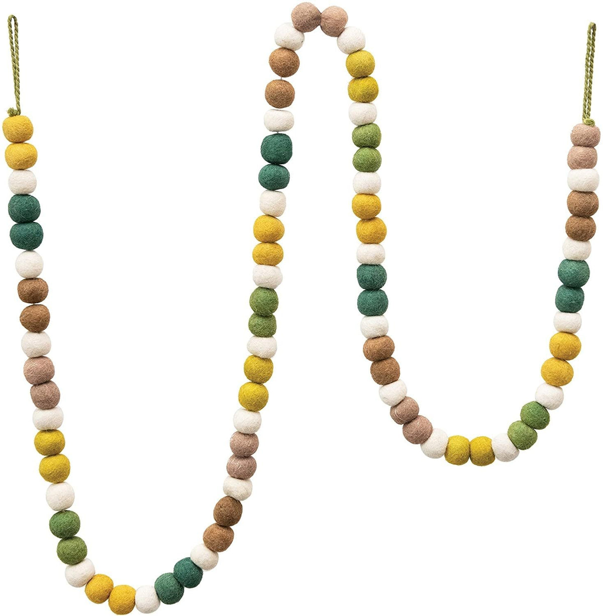 Wool Felt Ball Garland, Green and Gold — alternate view 3