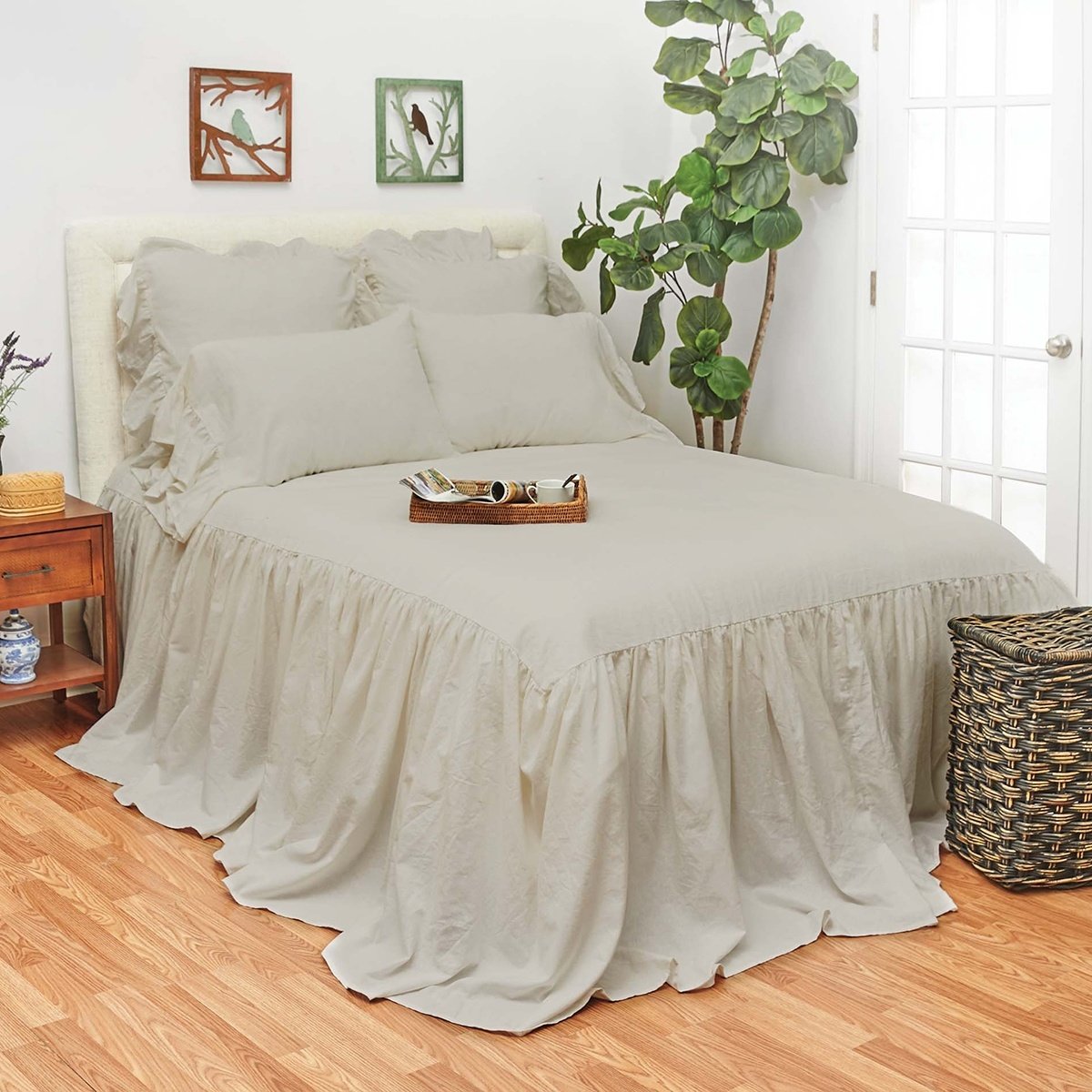 Ruffled Bedspread Natural King — alternate view 2