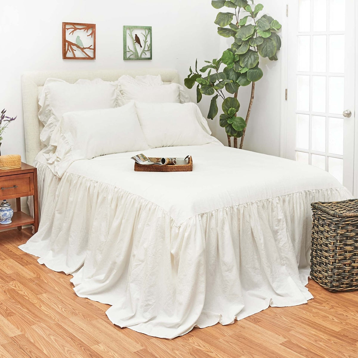 Ruffled Standard Pillowcase- White — alternate view 2