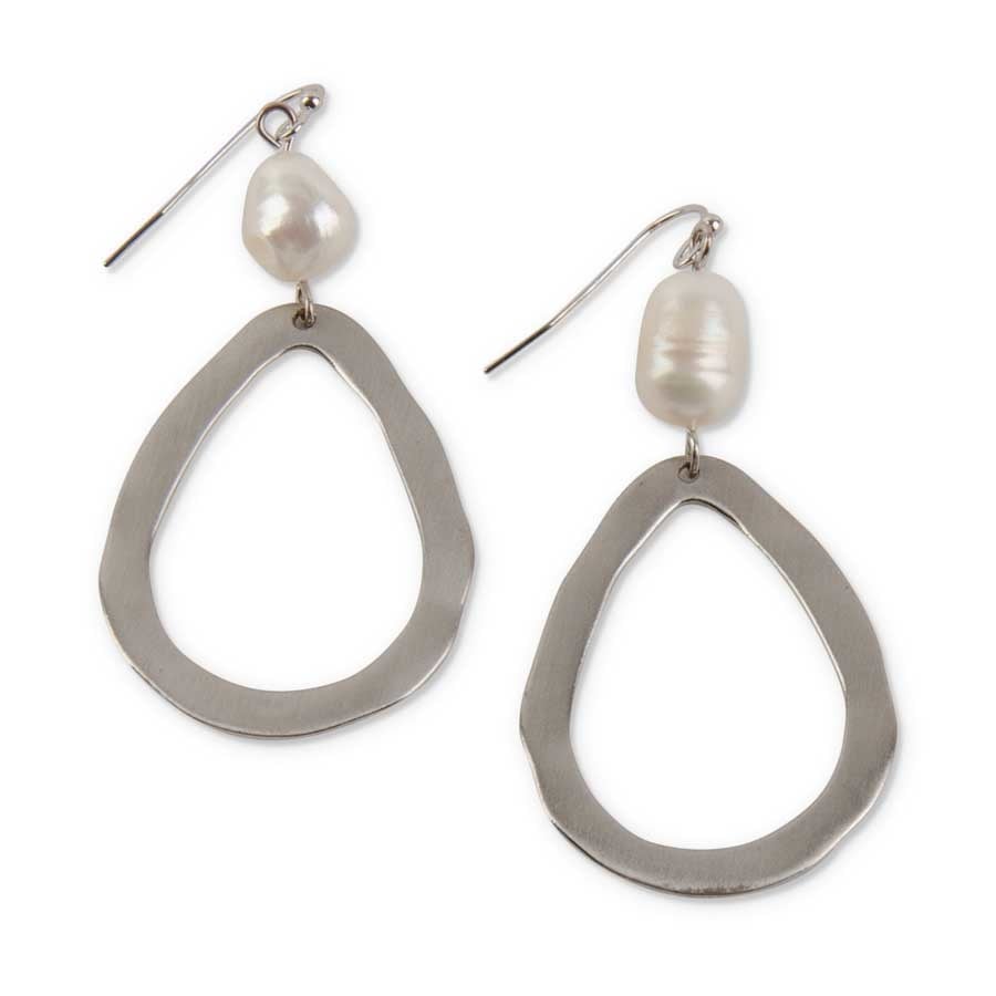 Silver Hoop with Fresh Water Pearl Earring — alternate view 3