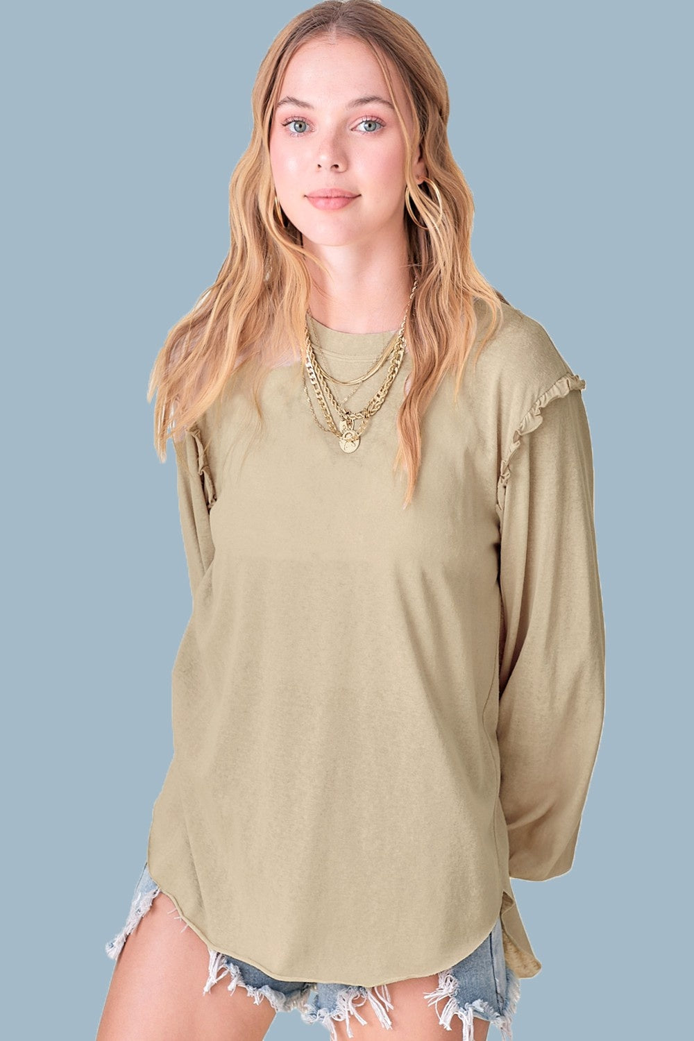 Balloon Sleeve Ruffle Detailed Long Sleeve Top — alternate view 3