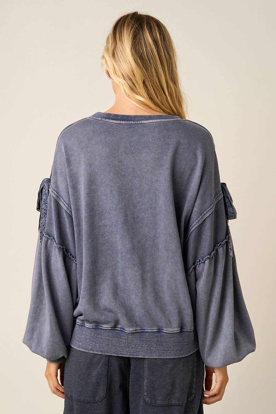 Bow Applique Washed Sweatshirt — alternate view 2
