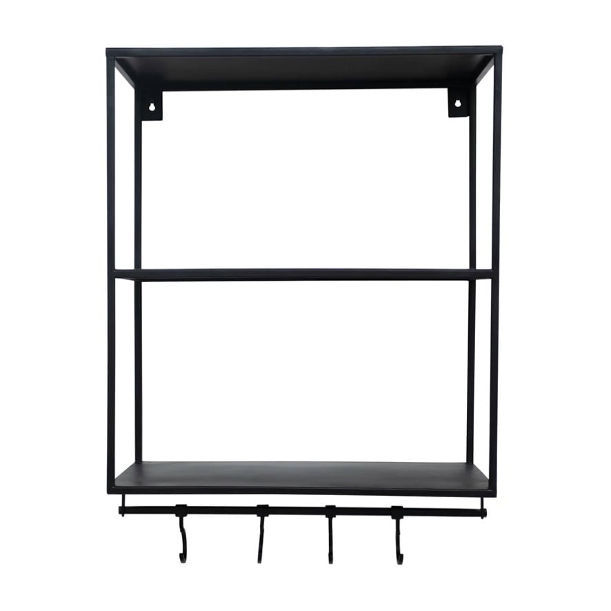 Metal Wall Shelf with 4 Hooks — alternate view 2