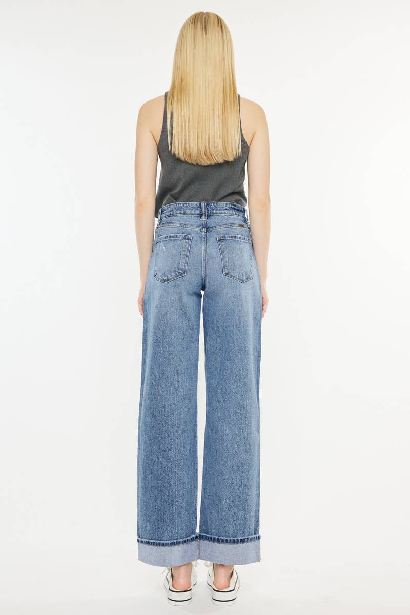 Kolbie High Rise Cuffed Wide Leg Jeans — alternate view 10
