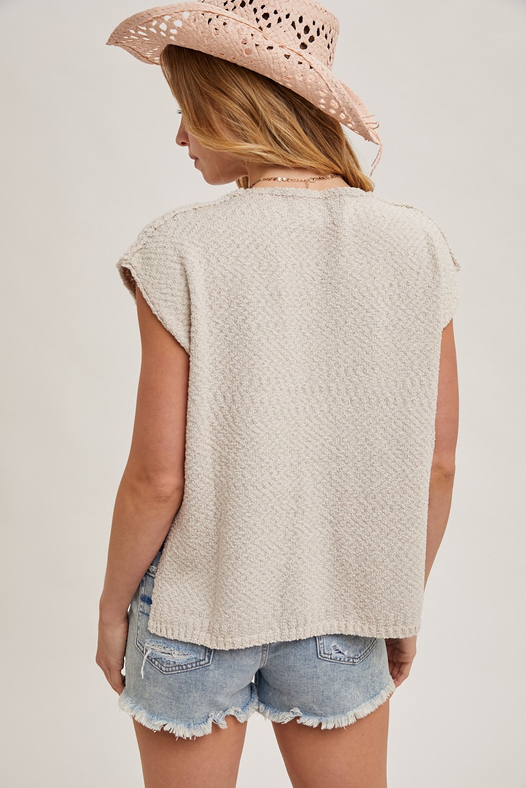 Embroidered Notch Neck Knit Top — alternate view 3