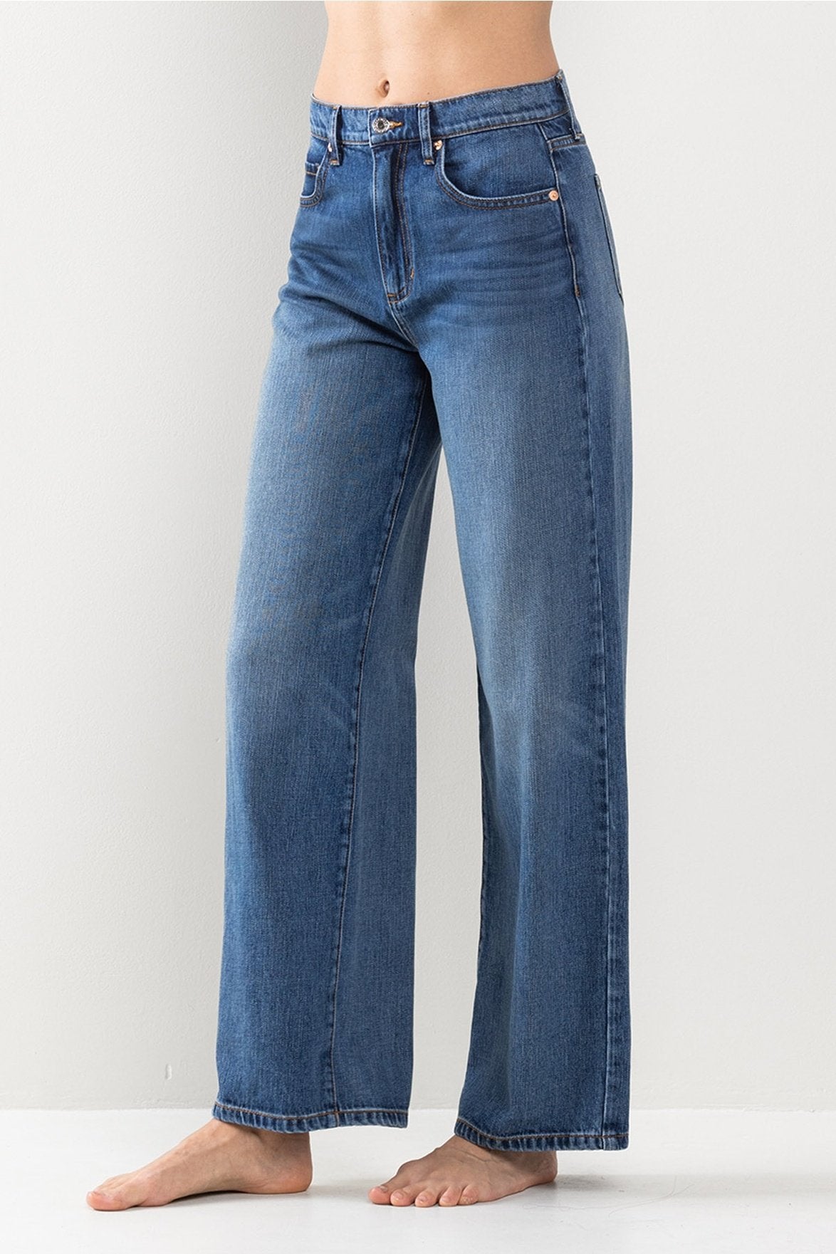High Rise Wide Leg Jeans in Medium Wash — alternate view 4