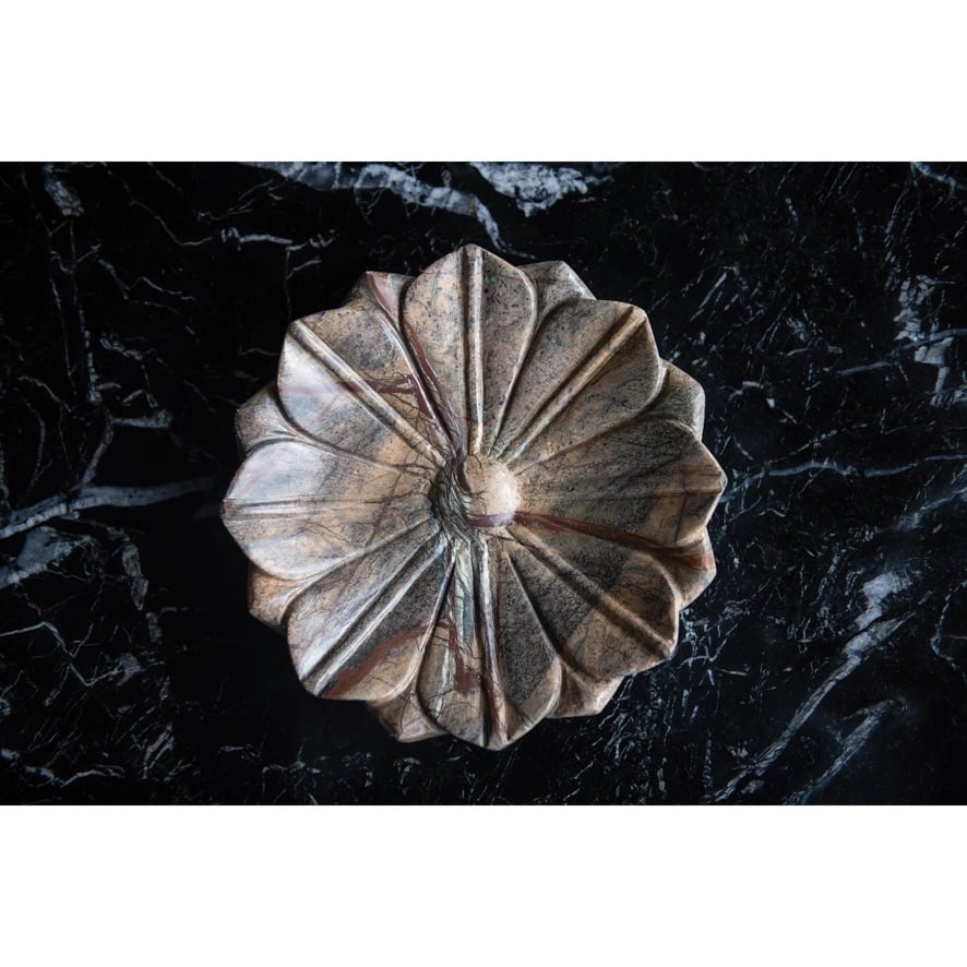 Carved Marble Flower Dish, Brown - Each Varies — alternate view 4