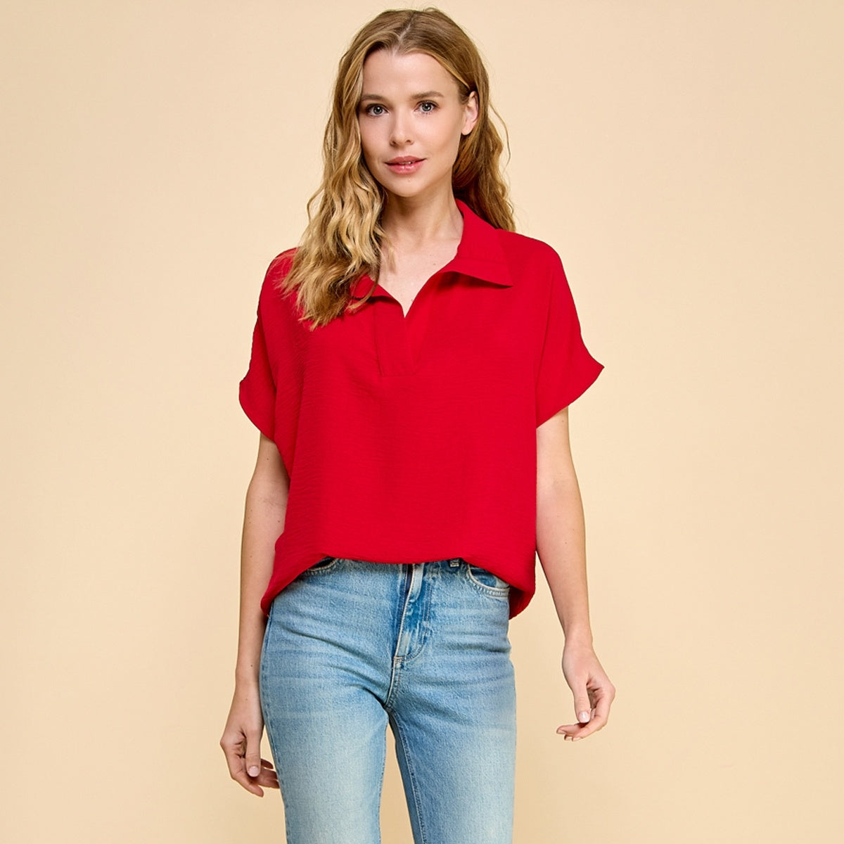 Solid Basic Shirt Red Large — alternate view 3