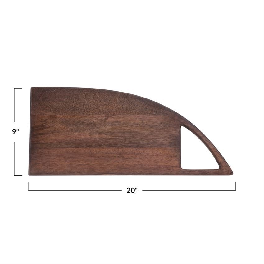20"L x 9"W Mango Wood Cheese/Cutting Board with Handle, Walnut Finish — alternate view 3