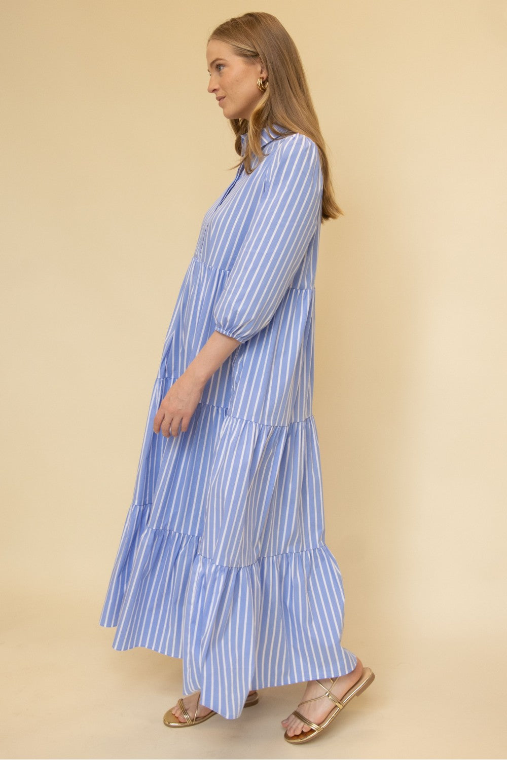 Striped Poplin Collared Maxi Dress — alternate view 4