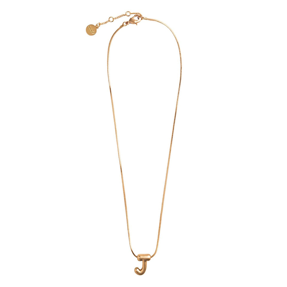 Gold chain necklace featuring a small initial "J" letter pendant.