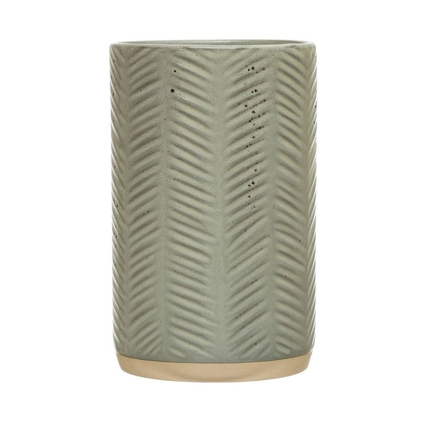 Debossed Stoneware Crock, Reactive Glaze, Grey (Each Varies) — alternate view 2