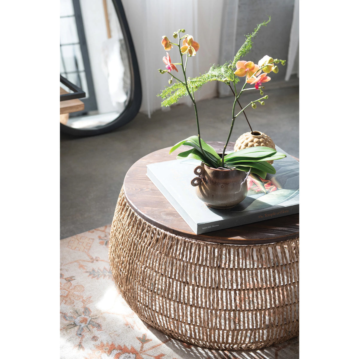 Hand-Woven Bankuan Side Table with Pine Top — alternate view 3