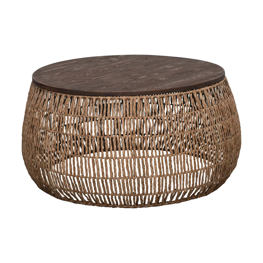 Hand-Woven Bankuan Side Table with Pine Top — alternate view 2