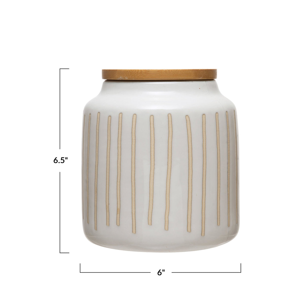 Debossed Stoneware Canister with Bamboo Lid — alternate view 3
