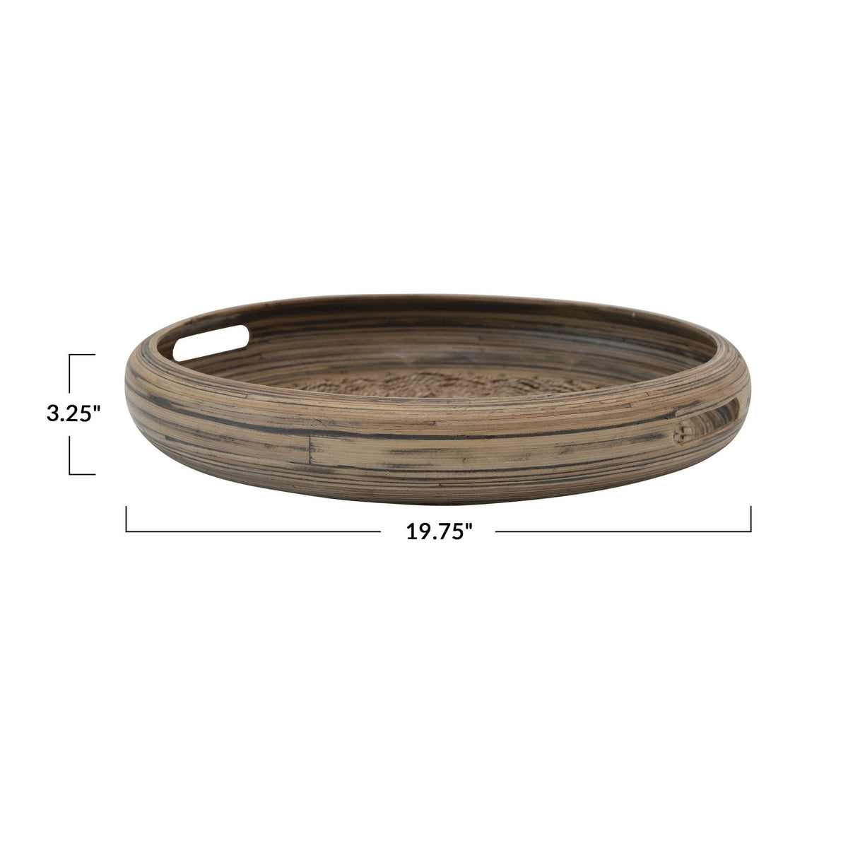 Handmade Bamboo and Seagrass Tray with Handles — alternate view 2