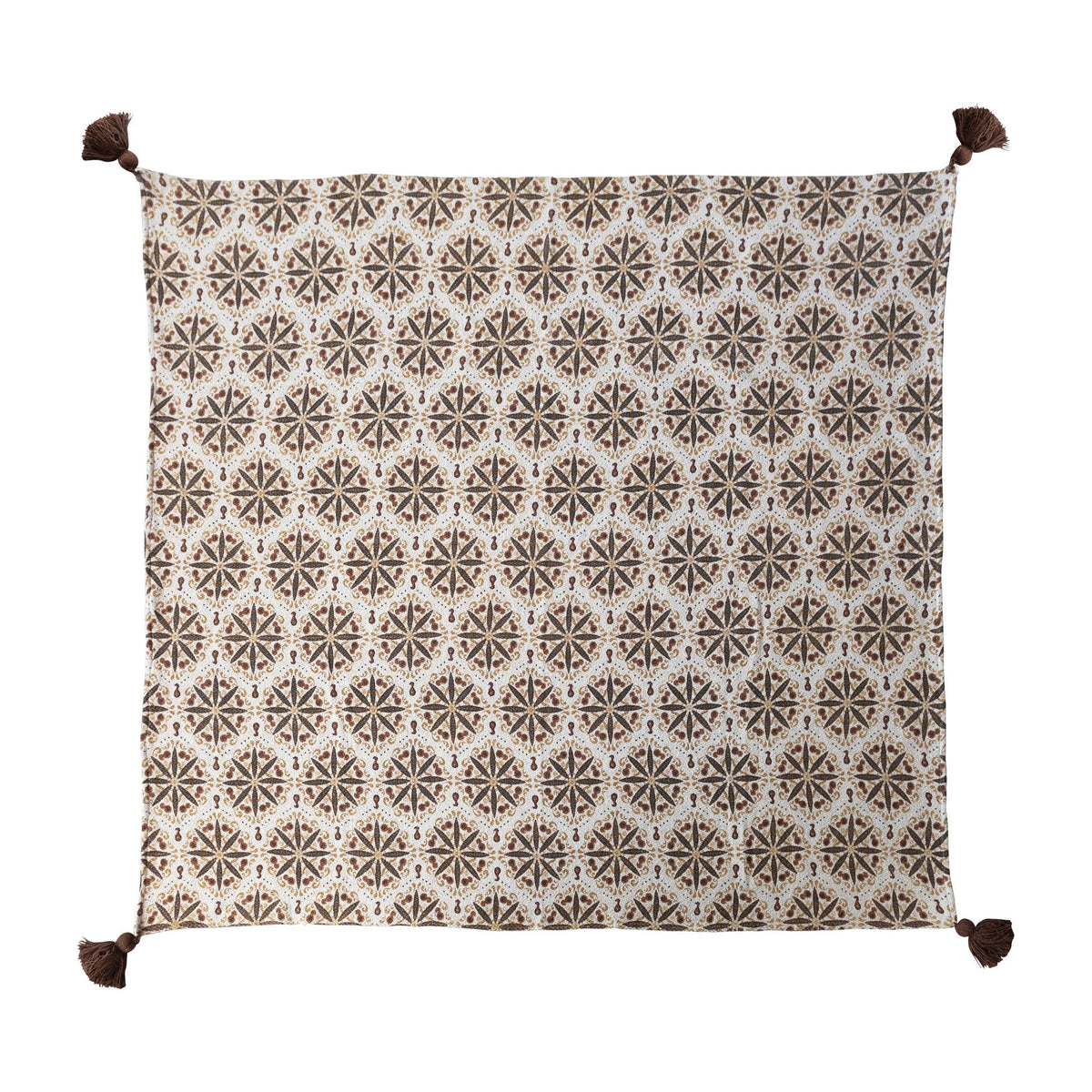Recycled Cotton Blend Throw with Floral Medallion Print and Tassels — alternate view 3