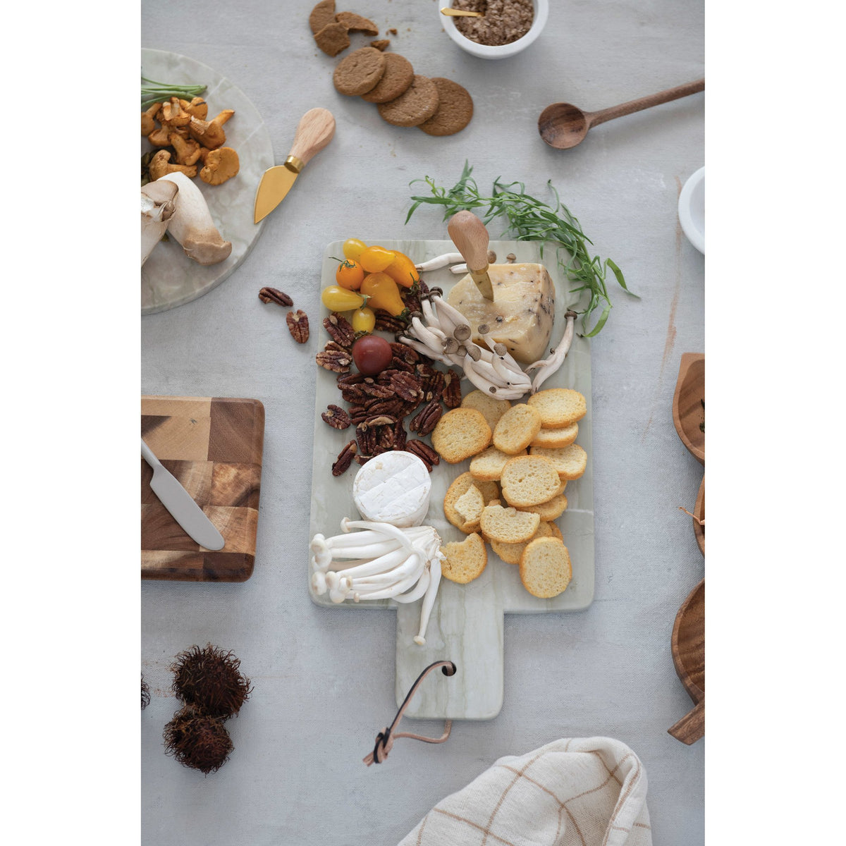 Marble Cheese/Cutting Board with Leather Tie and Handle — alternate view 2