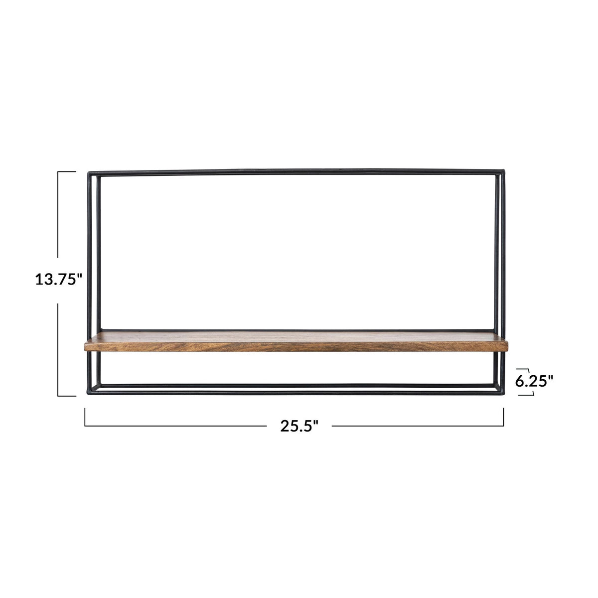 Metal & Mango Wood Wall Shelf — alternate view 2