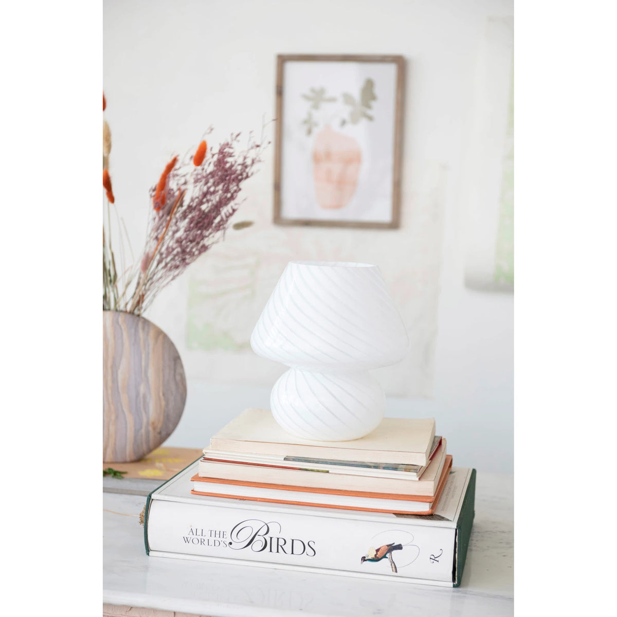 Blown Glass Table Lamp, White — alternate view 2