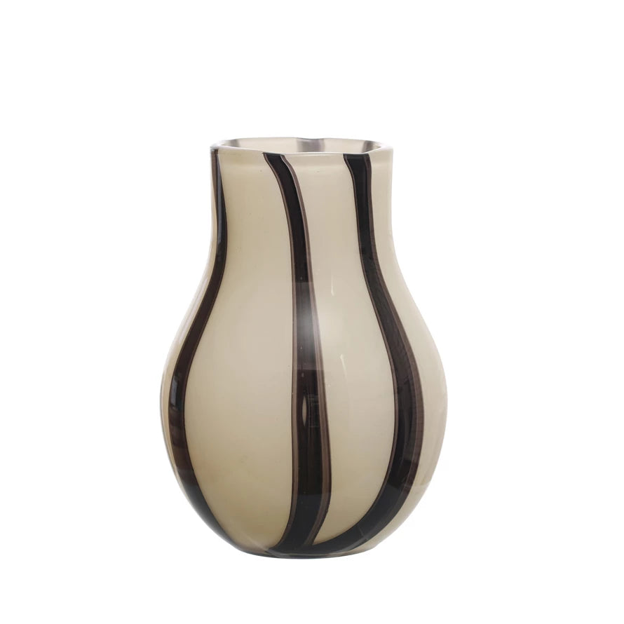 Glass Vase With Stripes, Black & White — alternate view 2