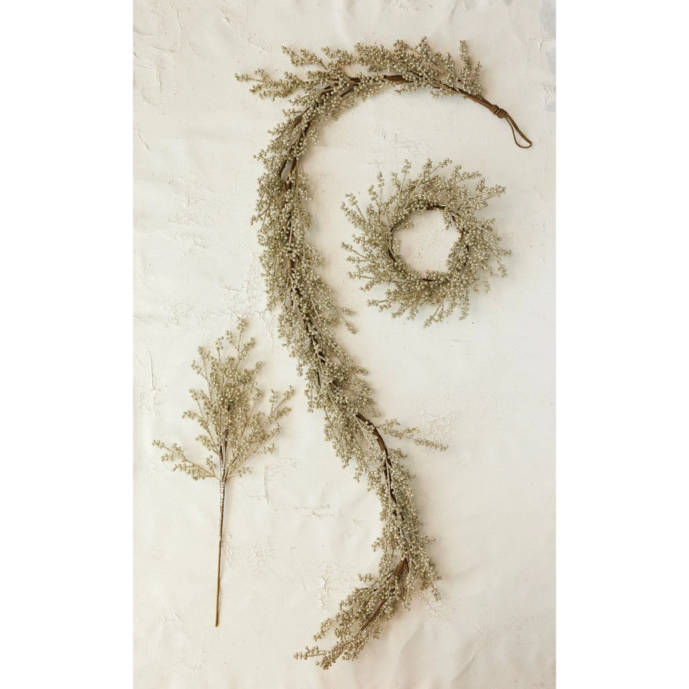Antique Silver Plastic Berry Wreath