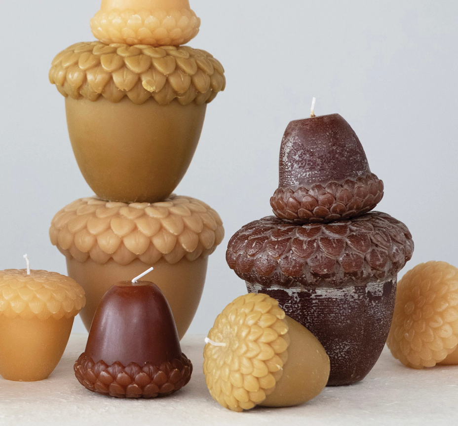 Artichoke Unscented Acorn Shaped Candle, 2 Styles