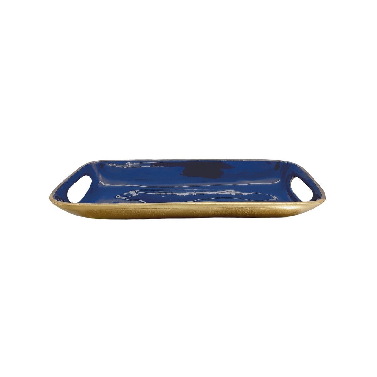 Small Rectangular Brass Tray, Navy — alternate view 2