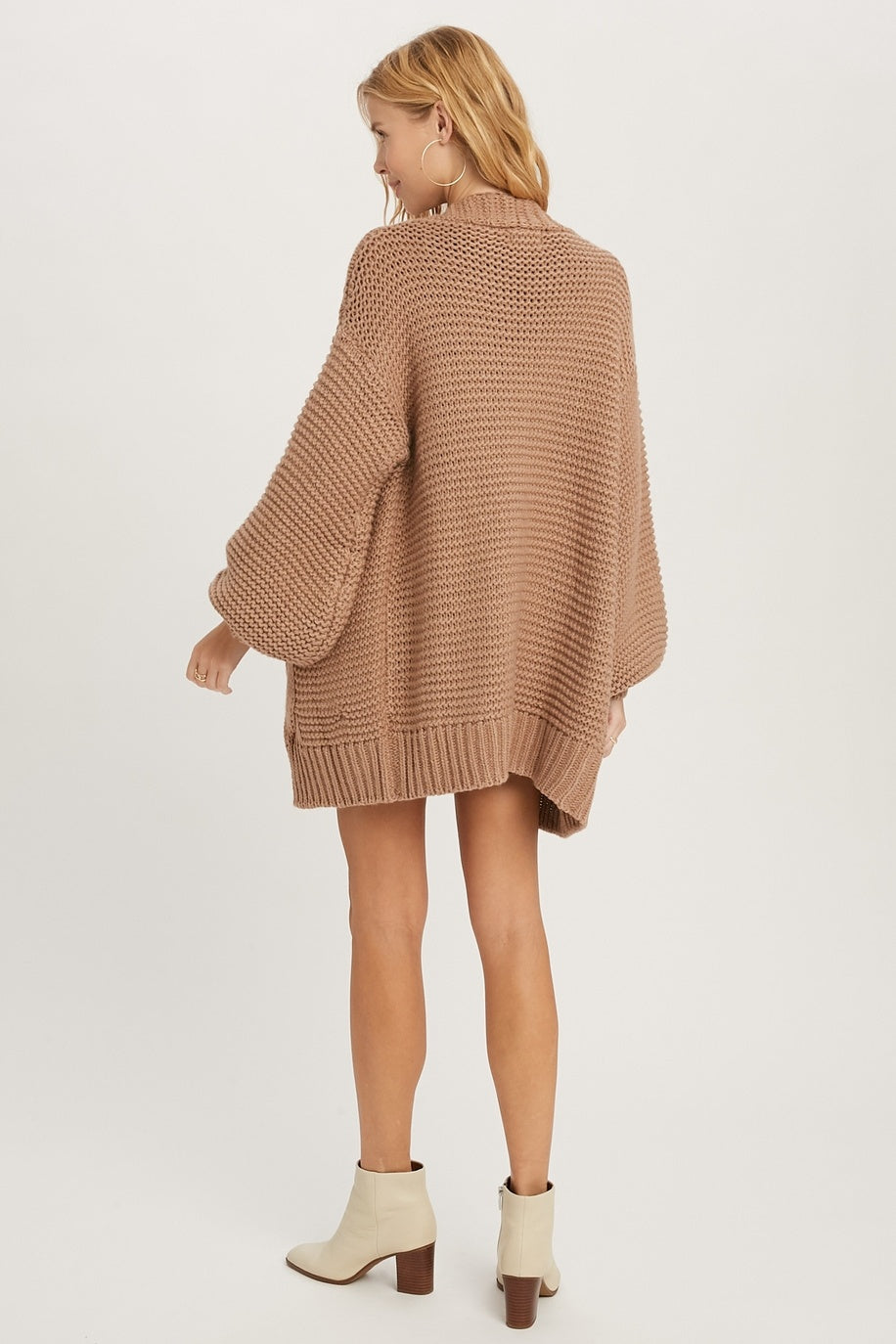 Chunky Cable Lantern Sleeve Cardigan — alternate view 6