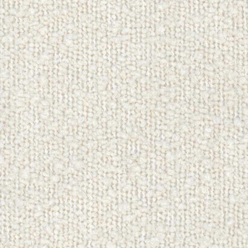 Close-up macro texture of off-white, textured bouclé upholstery fabric.