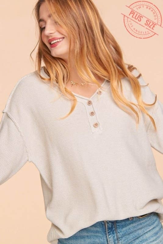 V Neck Button Down Oversized Long Sleeve — alternate view 4