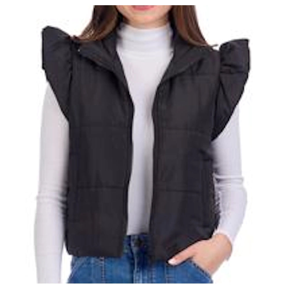 Black Lile Ruffle Quilted Vest — alternate view 4