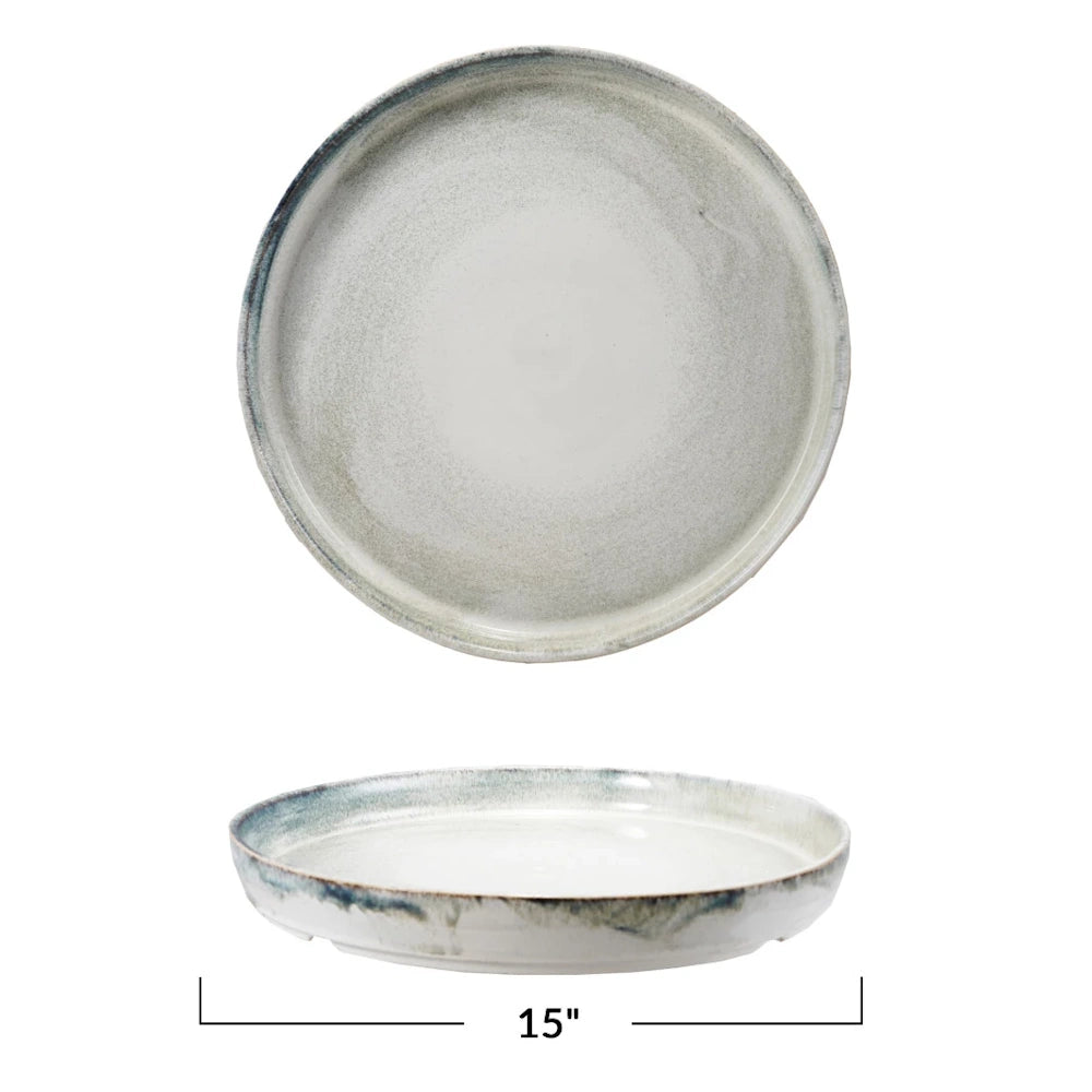 Blue & White Stoneware Platter — alternate view 4