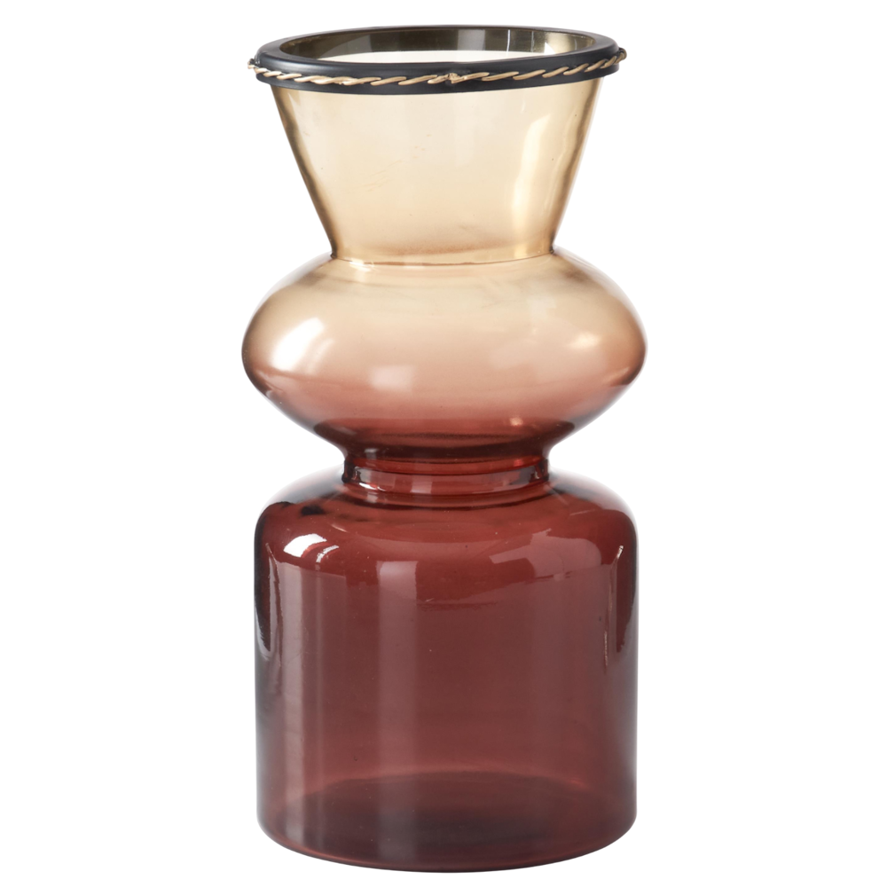 Brown & Burgundy Fluted Vases with Gold Braid — alternate view 3