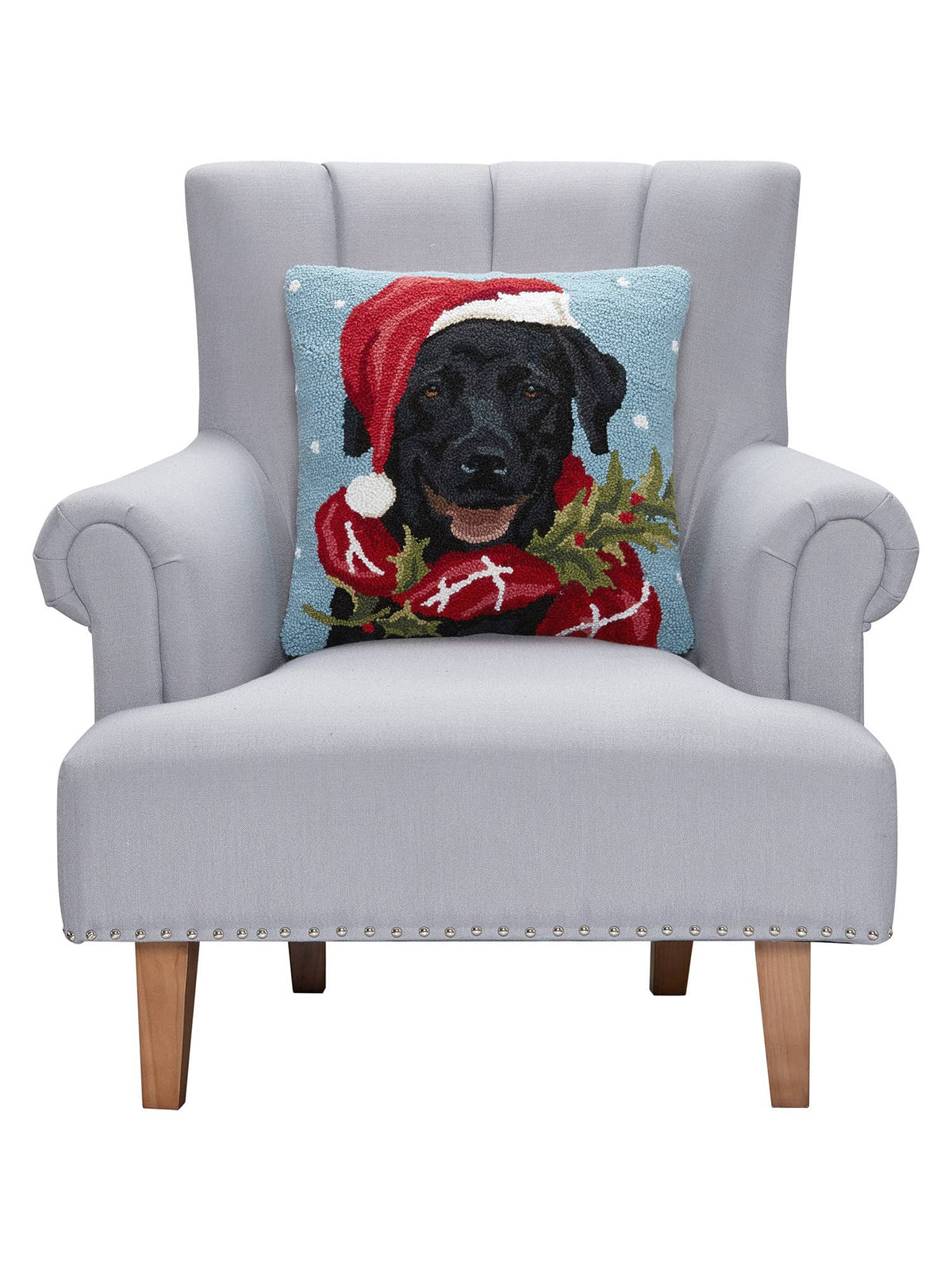 Holiday Black Lab Hook Pillow — alternate view 2