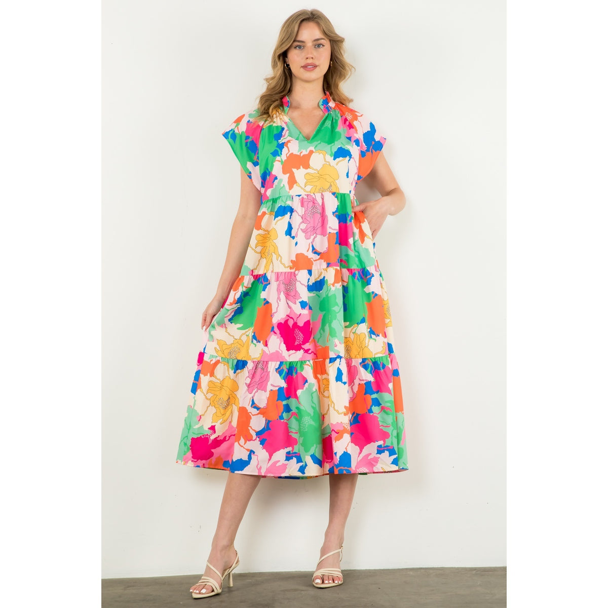 Tiered Multi Color Print Dress