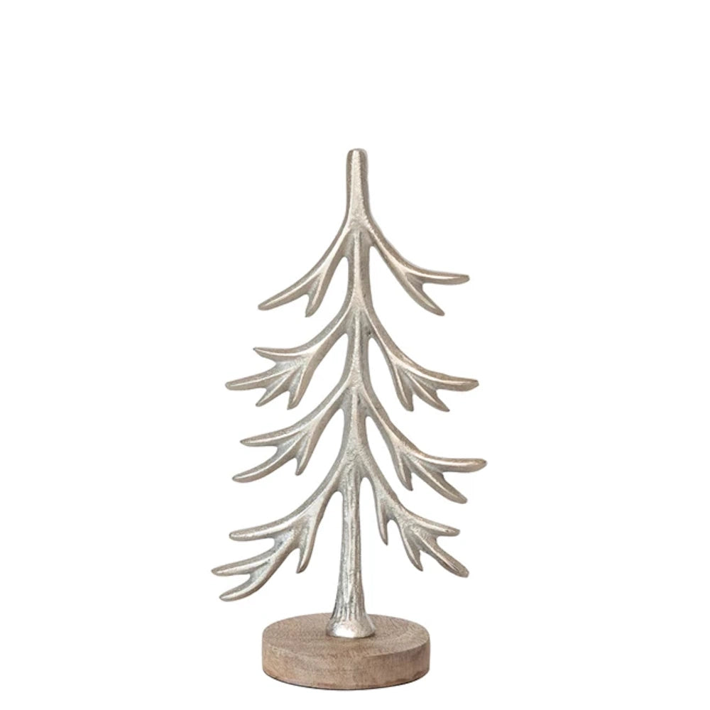 Cast Aluminum Tree with Mango Wood Base