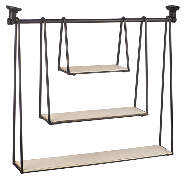 Black Three Tier Swing Wall Shelf — alternate view 2