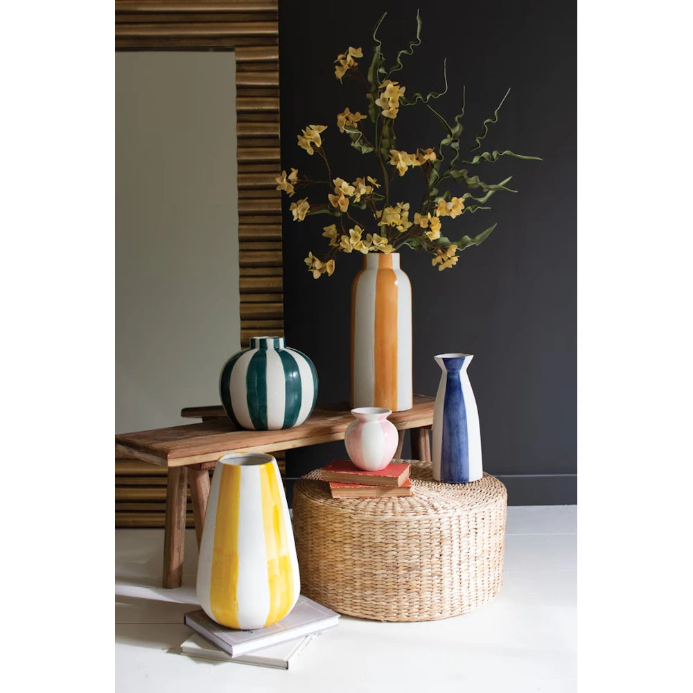 Ceramic Colored Striped Vase — alternate view 2